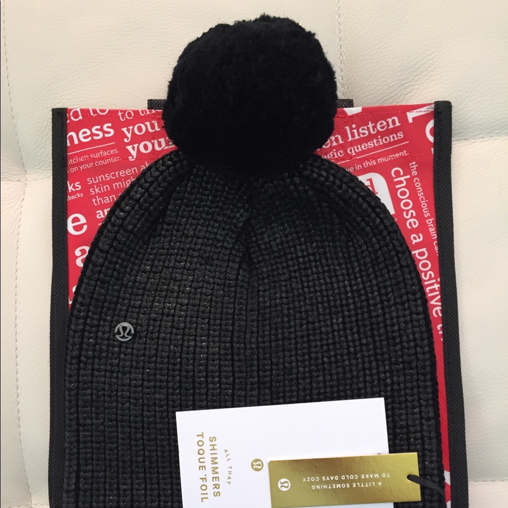 NWT BLACK LULULEMON ALL THAT SHIMMERS TOQUE FOIL - Picture 5 of 7